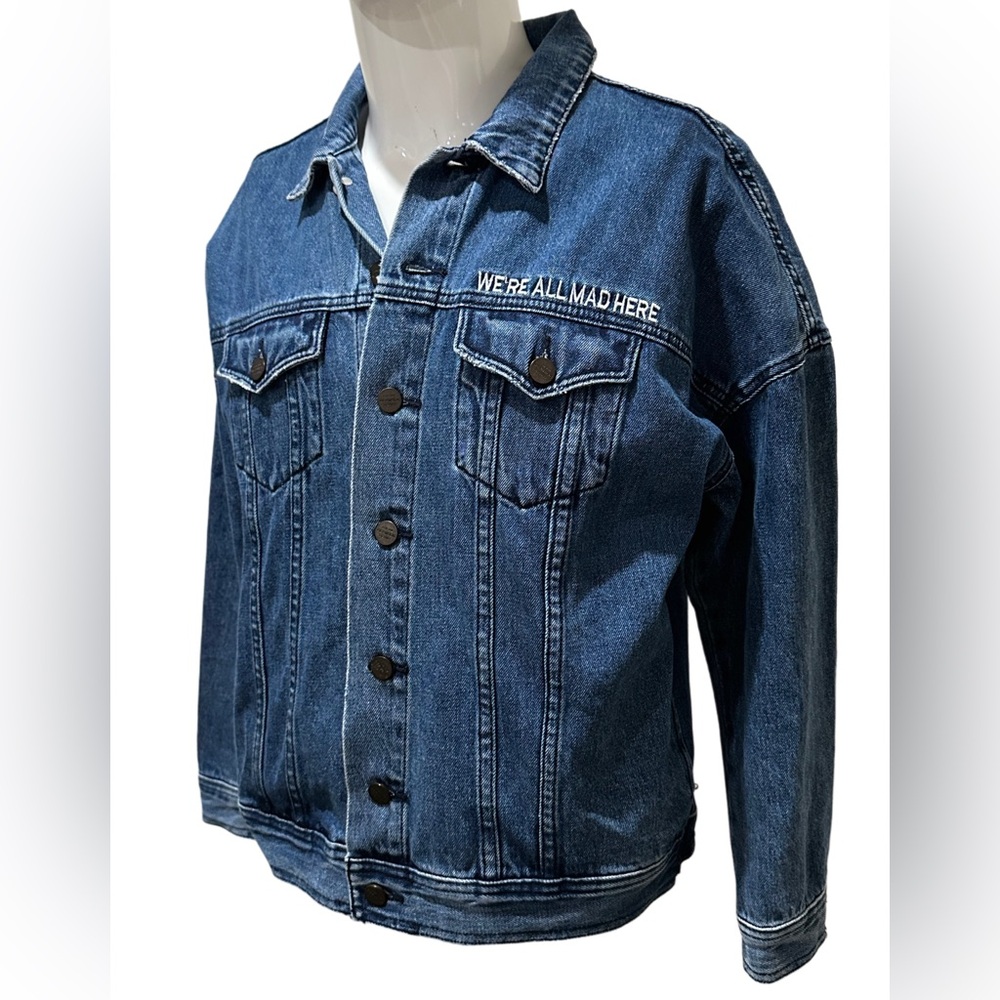 DENIM STATEMENT For The Republic Dark Blue Jacket with Text Detail Peace medium - Picture 2 of 15